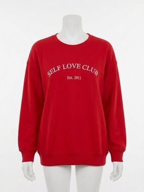 Le Lis Red Graphic Crewneck Sweatshirt